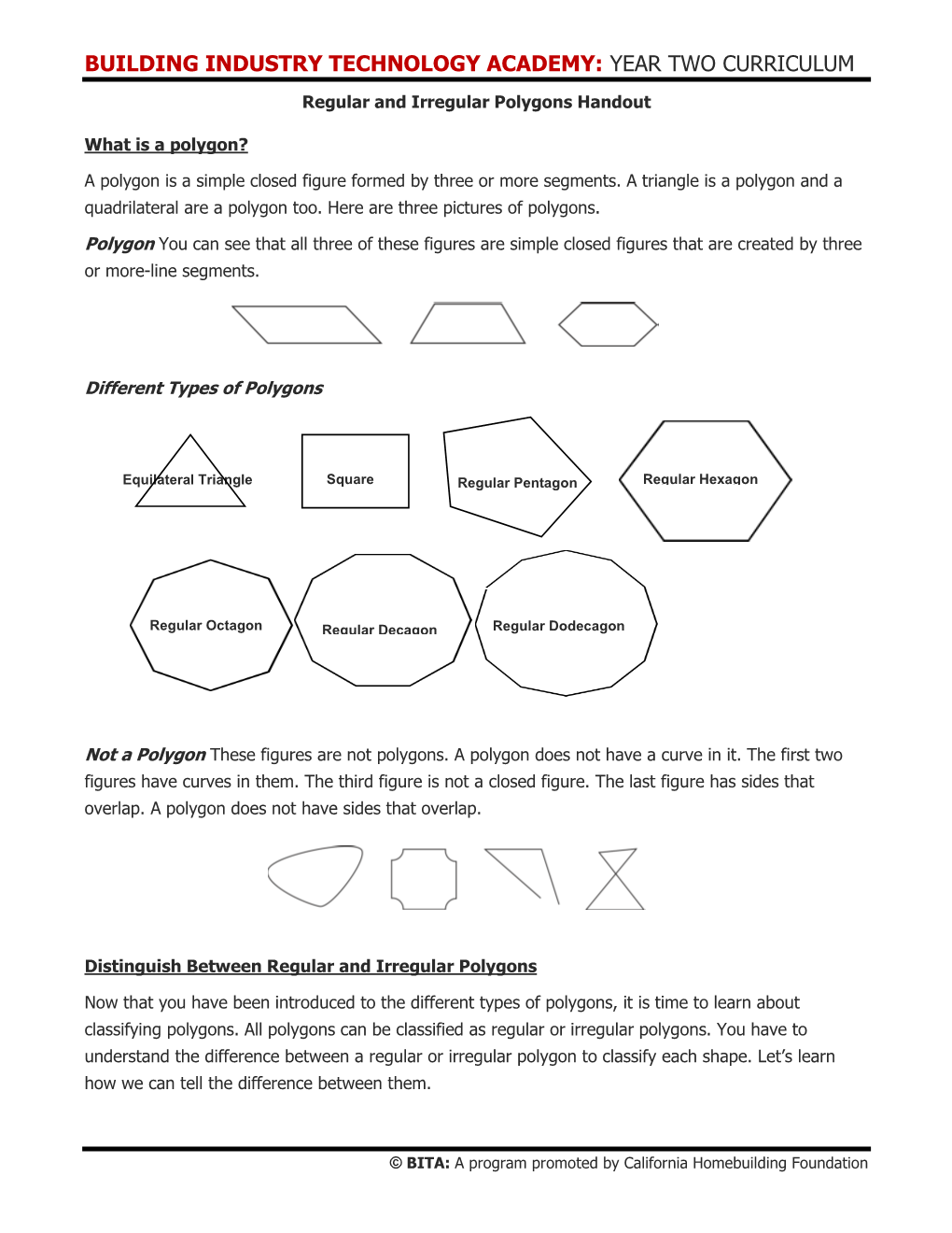 Regular and Irregular Polygons Handout