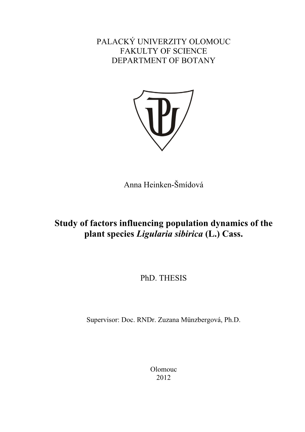 Phd Thesis Heinken-Smidova