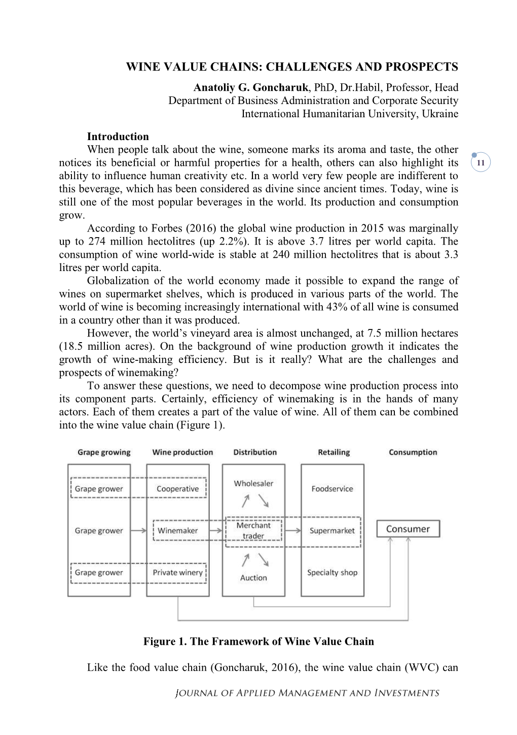 WINE VALUE CHAINS: CHALLENGES and PROSPECTS Anatoliy G