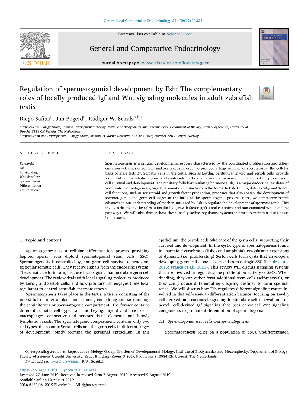 Regulation of Spermatogonial Development by Fsh The