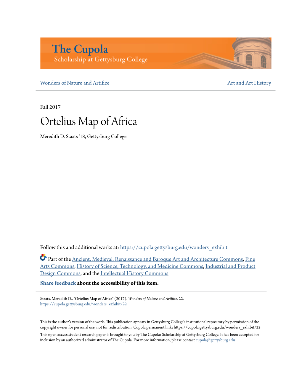Ortelius Map of Africa Meredith D