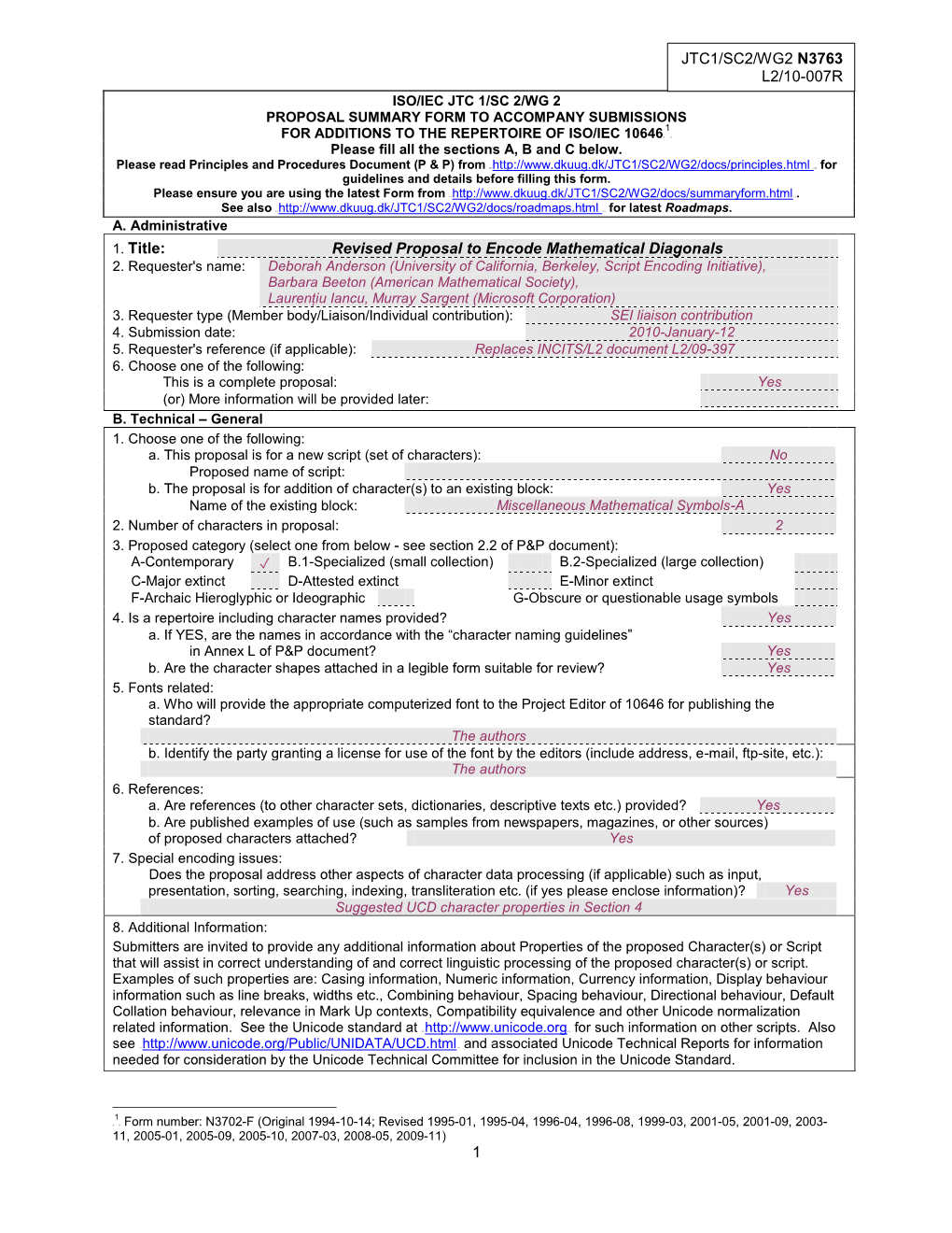 Iso/Iec Jtc 1/Sc 2/Wg 2