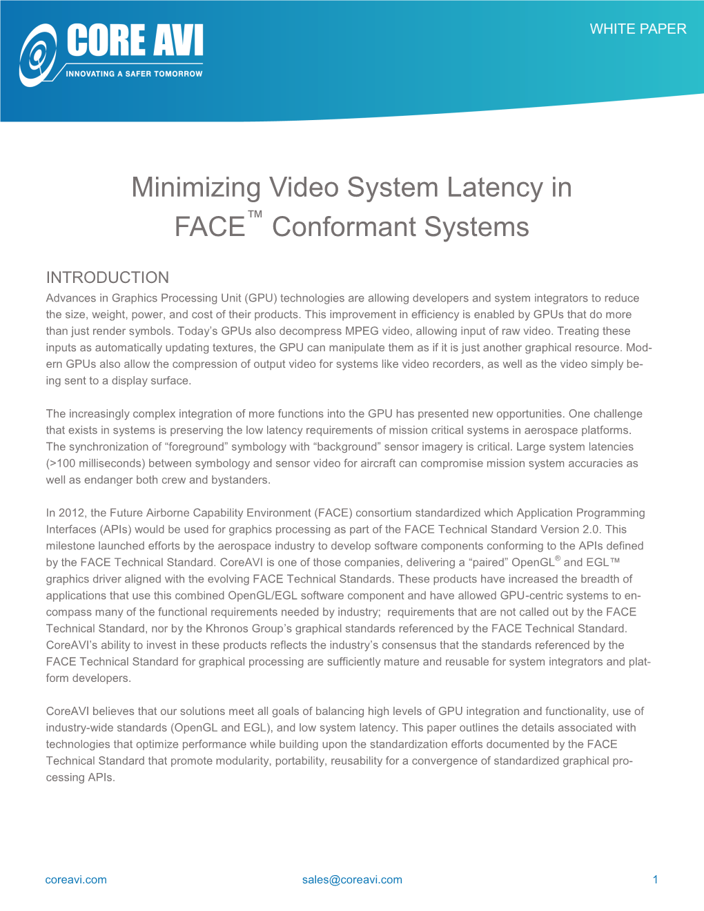 Minimizing Video System Latency in FACE Conformant Systems