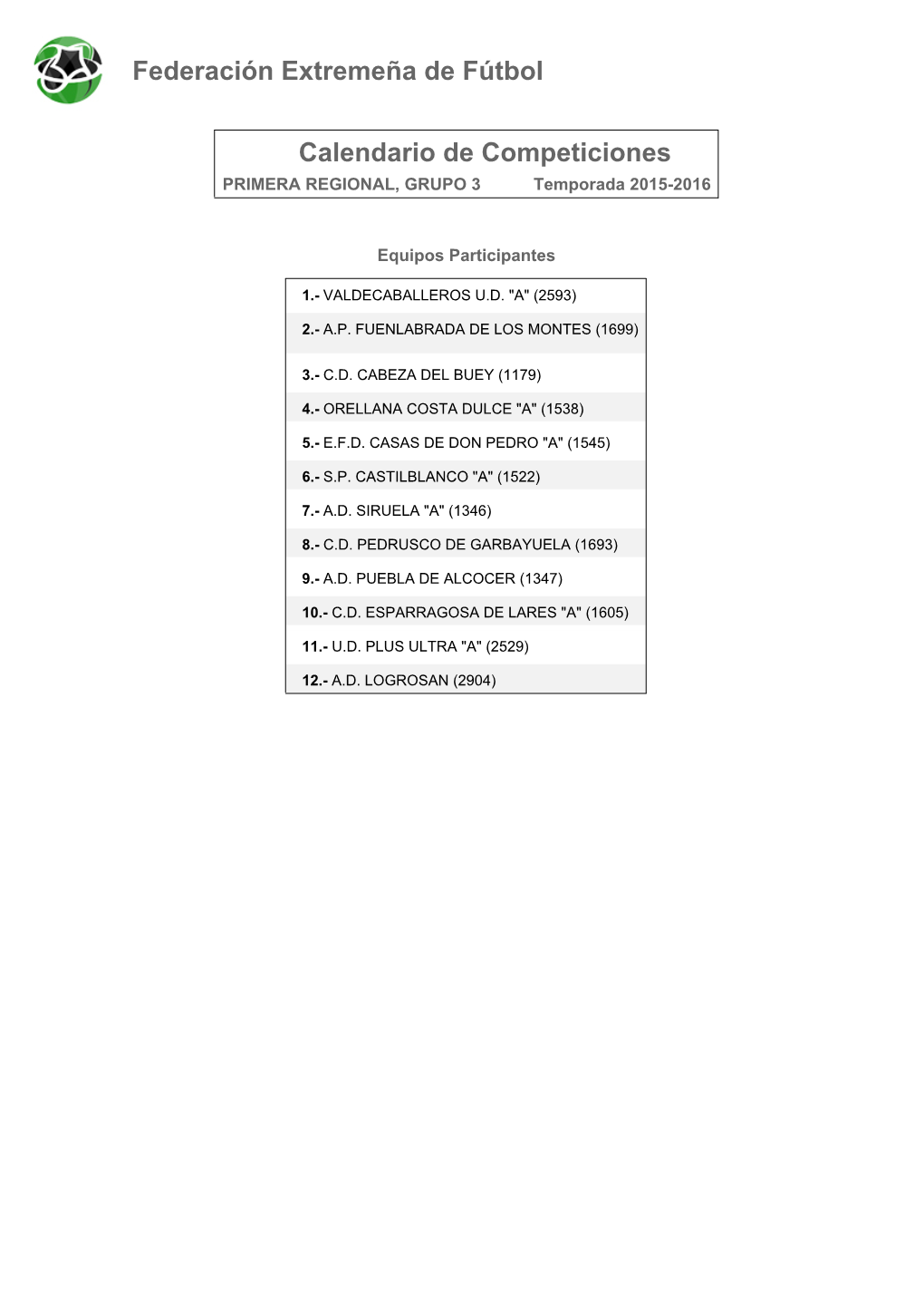 PRIMERA REGIONAL, GRUPO 3 Temporada 2015-2016