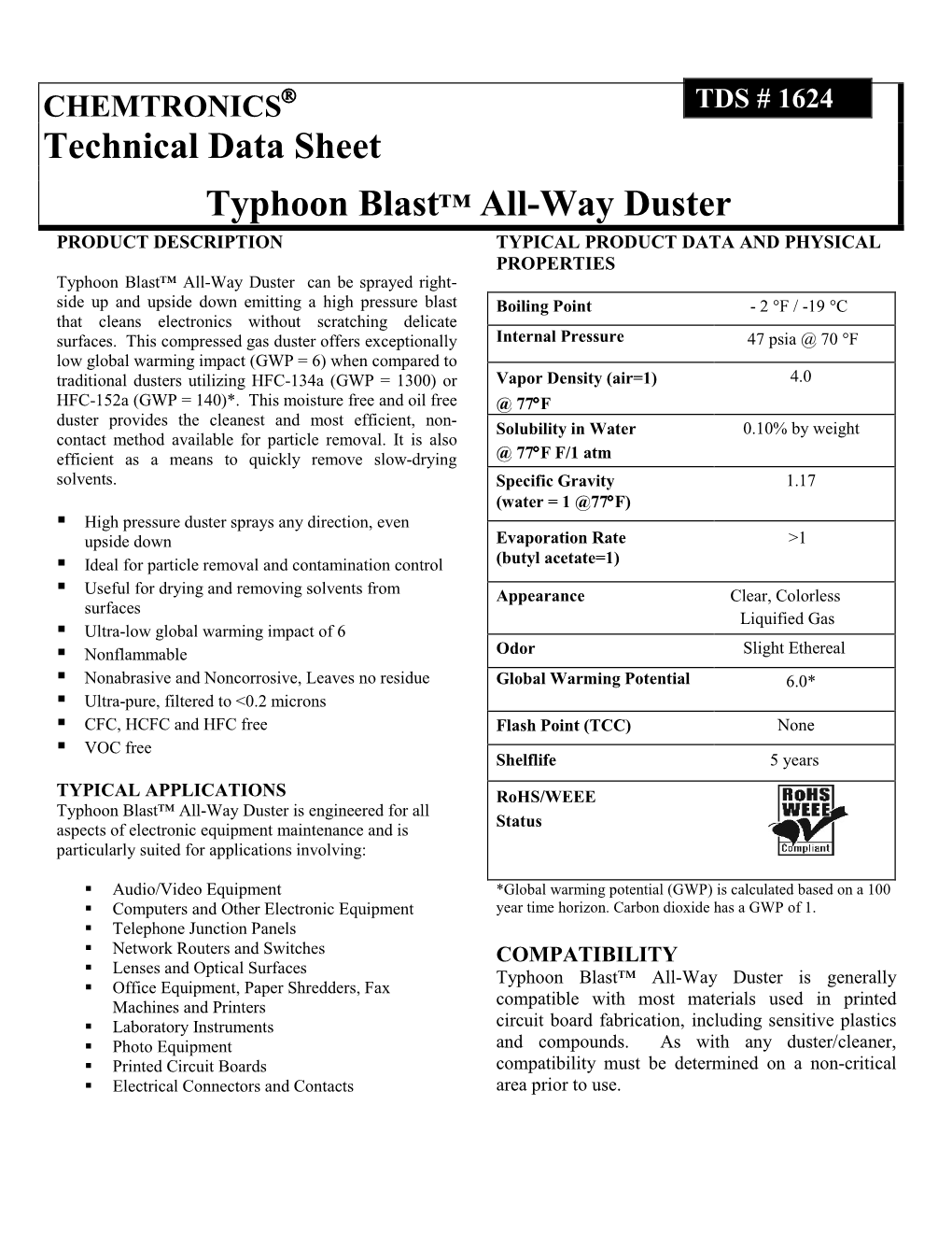 Technical Data Sheet Typhoon Blast™ All-Way Duster
