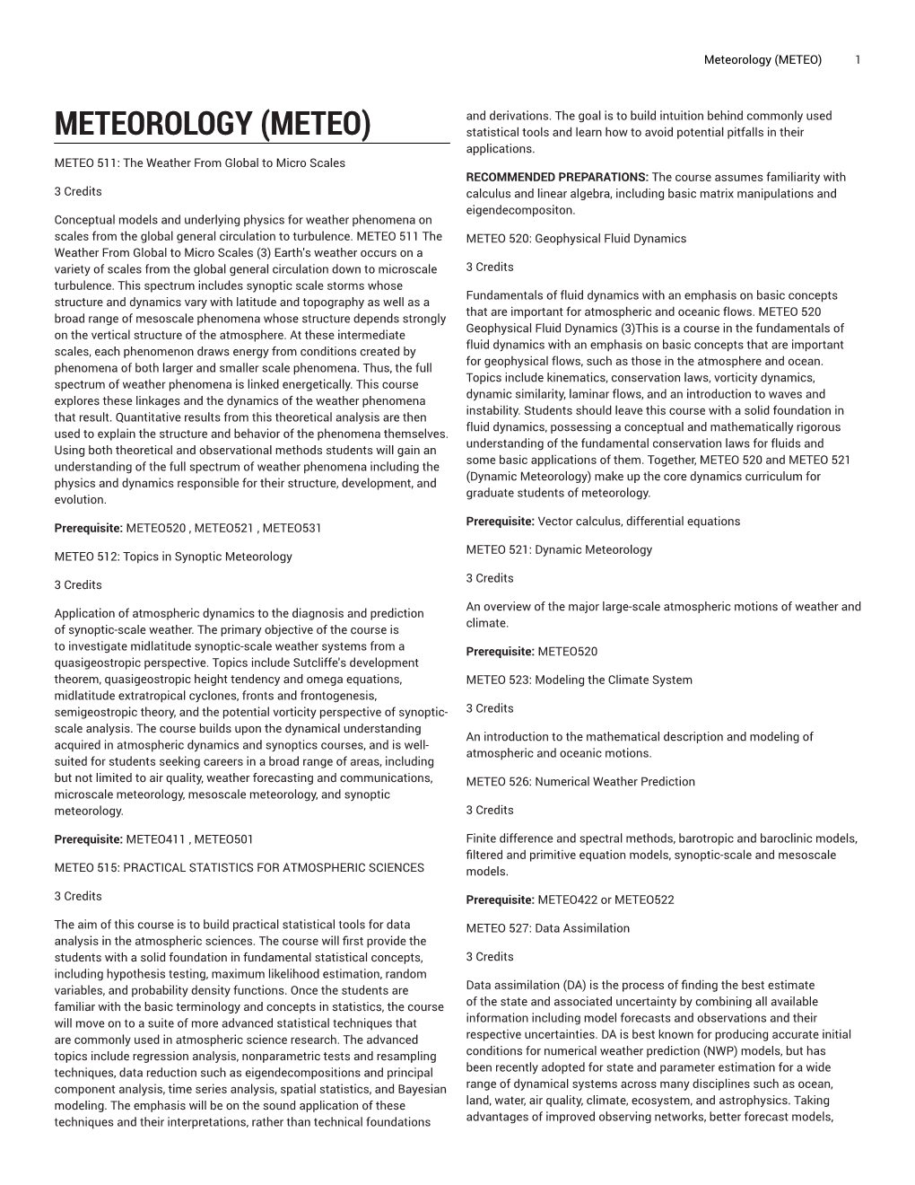 Meteorology (METEO) 1