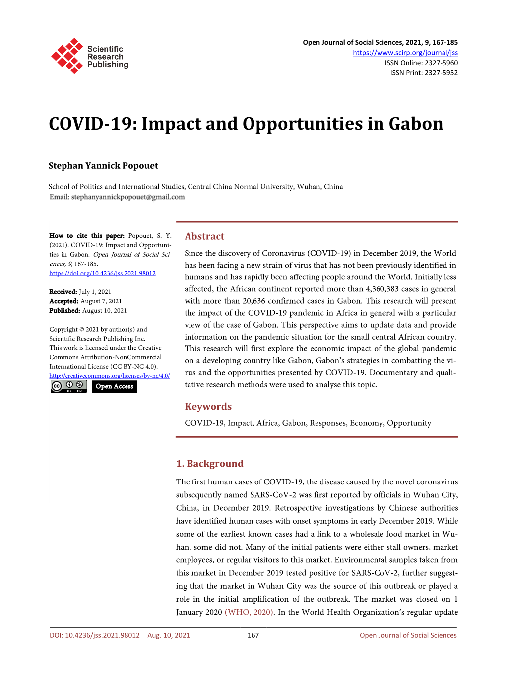 COVID-19: Impact and Opportunities in Gabon