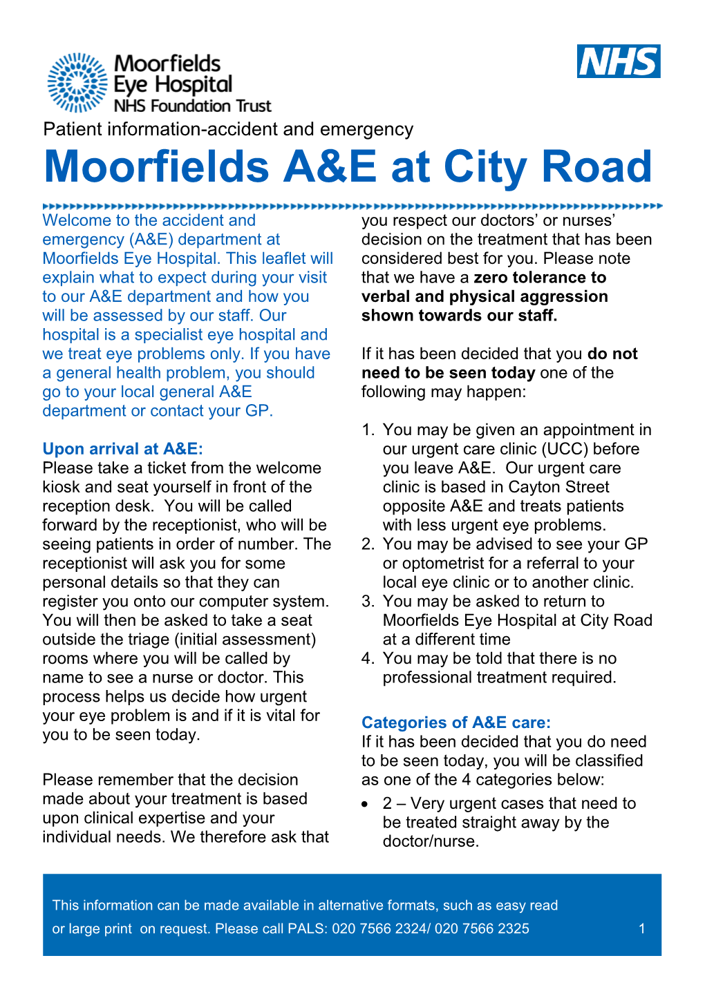 Moorfields A&E at City Road