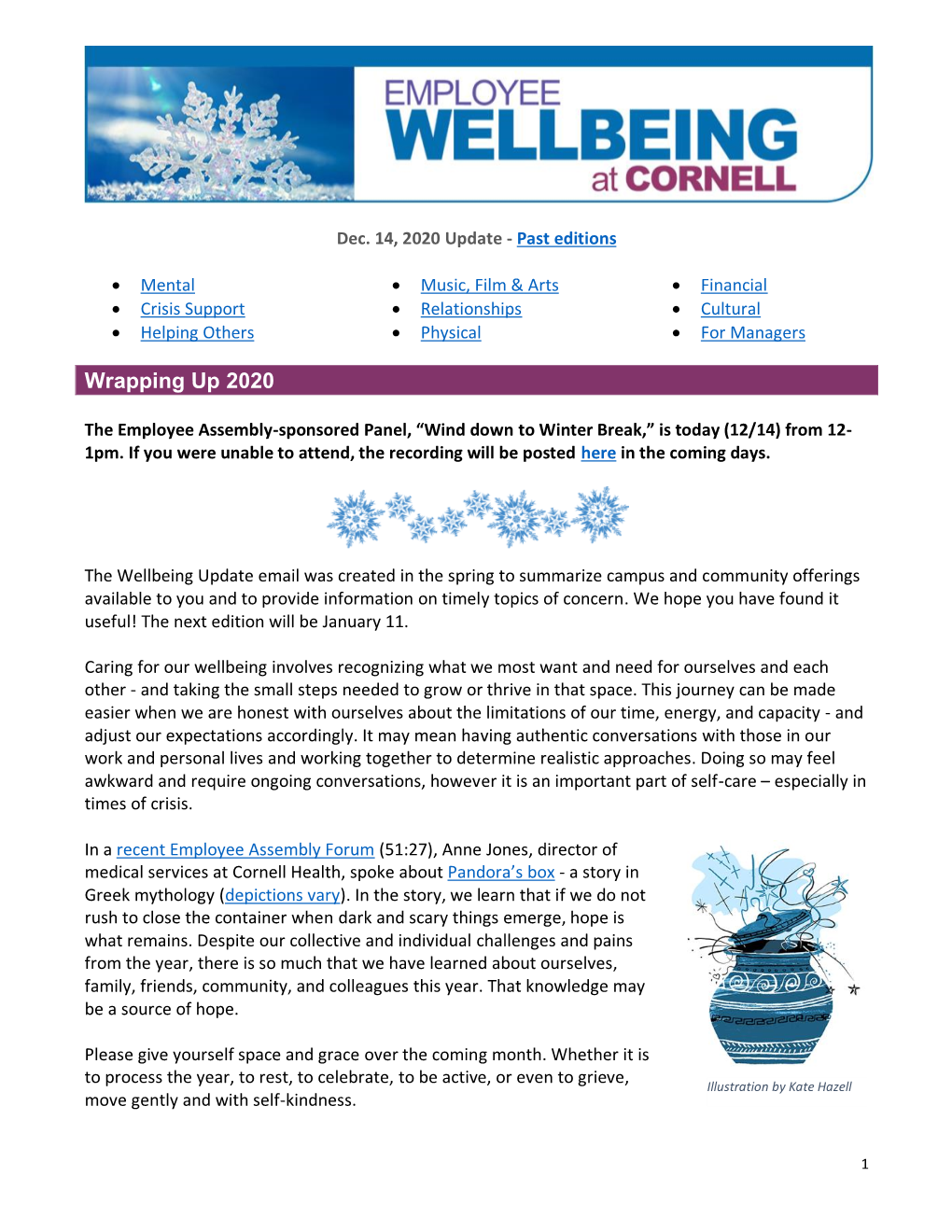 Wellbeing Update December 14 2020