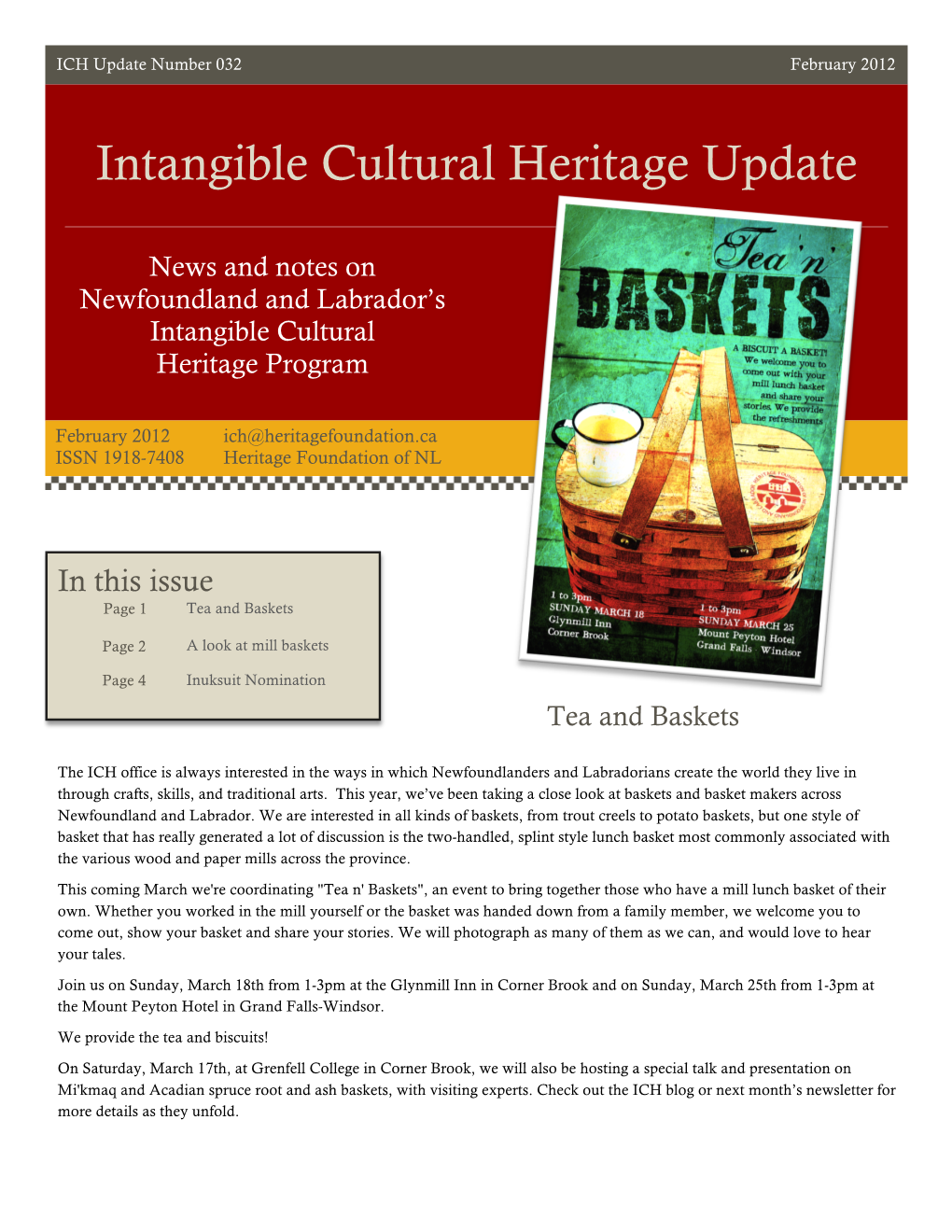 Intangible Cultural Heritage Update