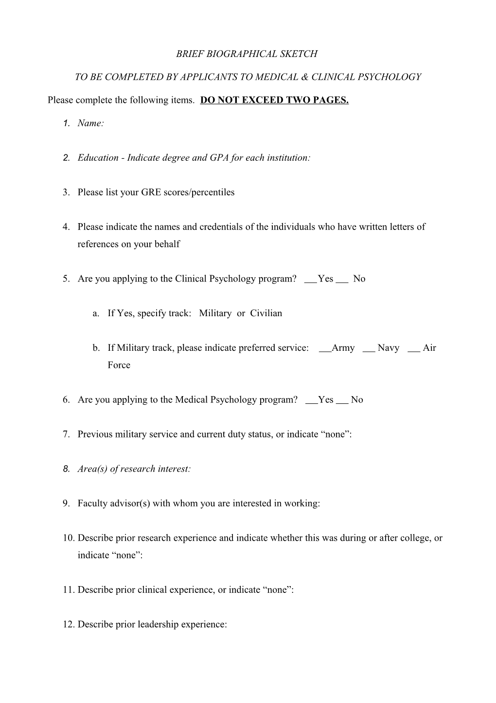 SF424(R&R) Biographical Sketch Format Page