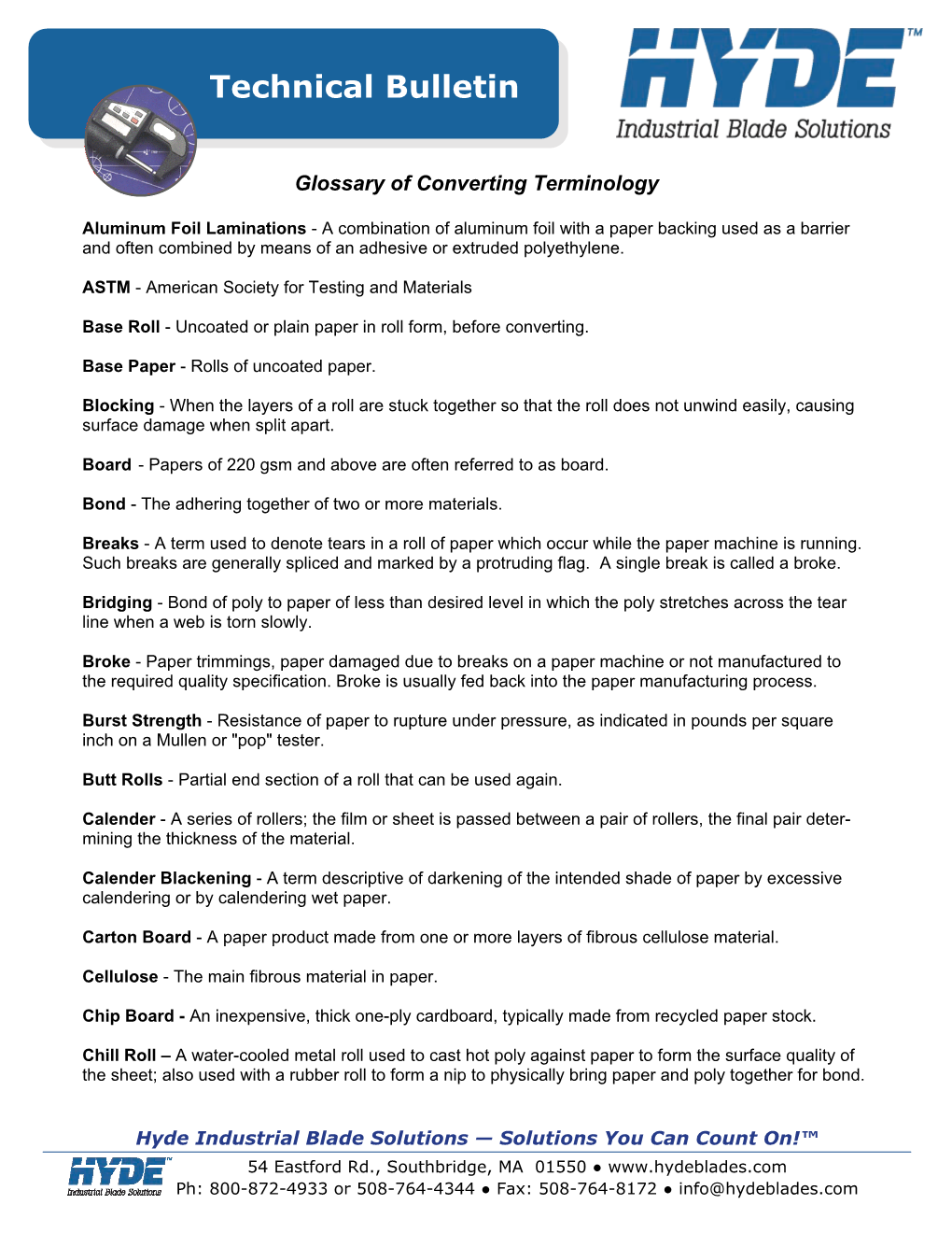 Glossary of Converting Terminology