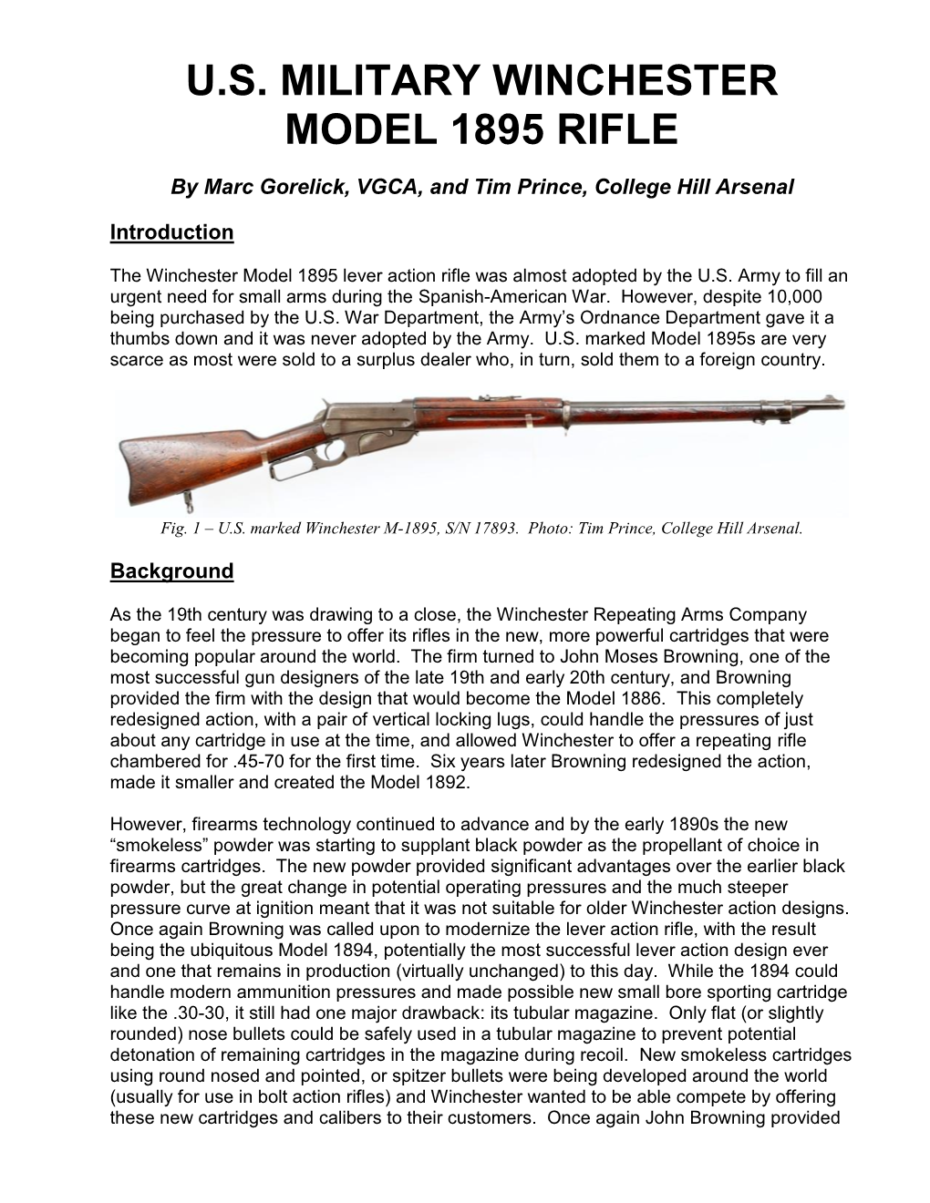 U.S. Military Winchester Model 1895 Rifle