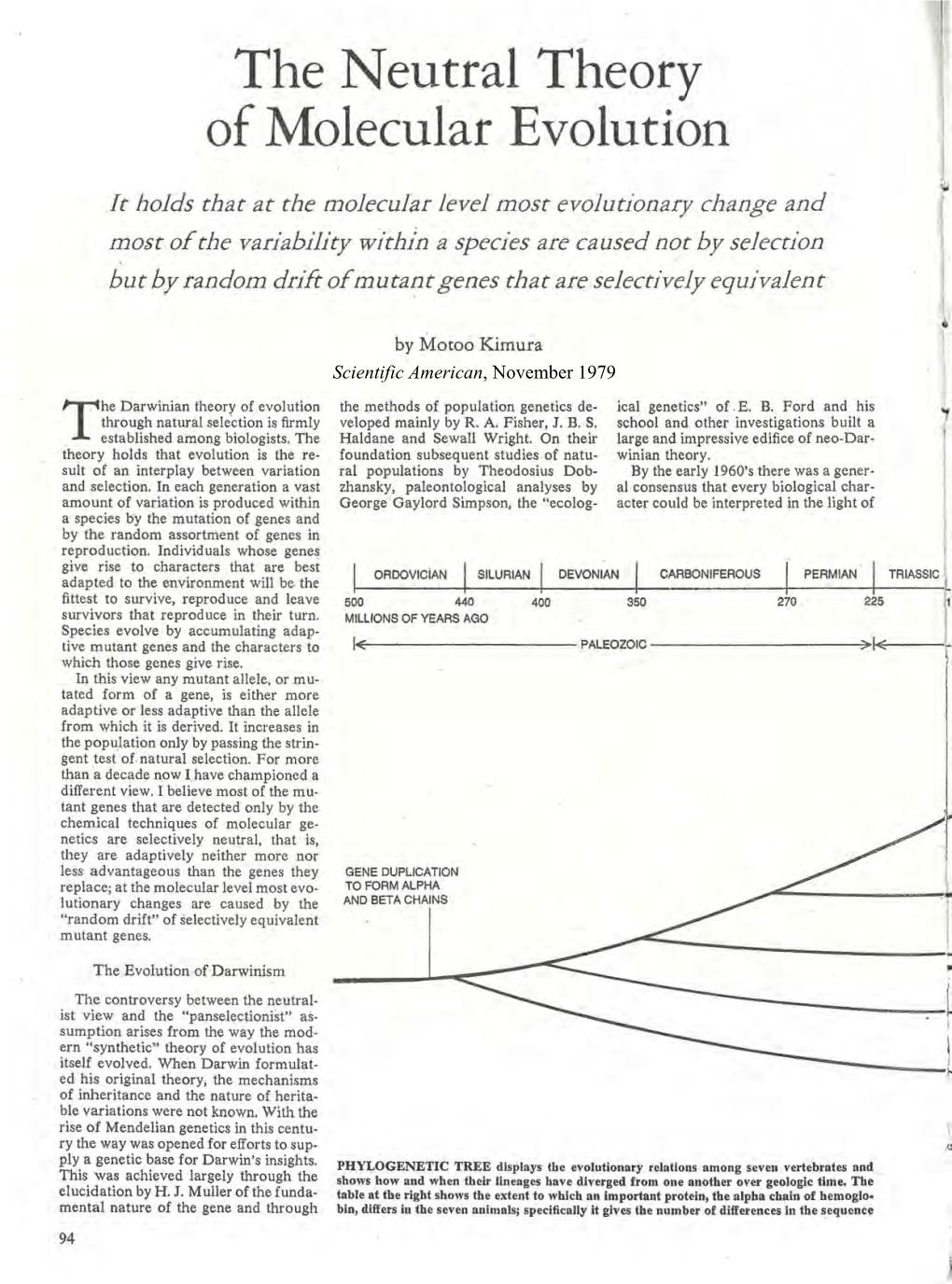 The Neutral Theory of Molecular Evolution