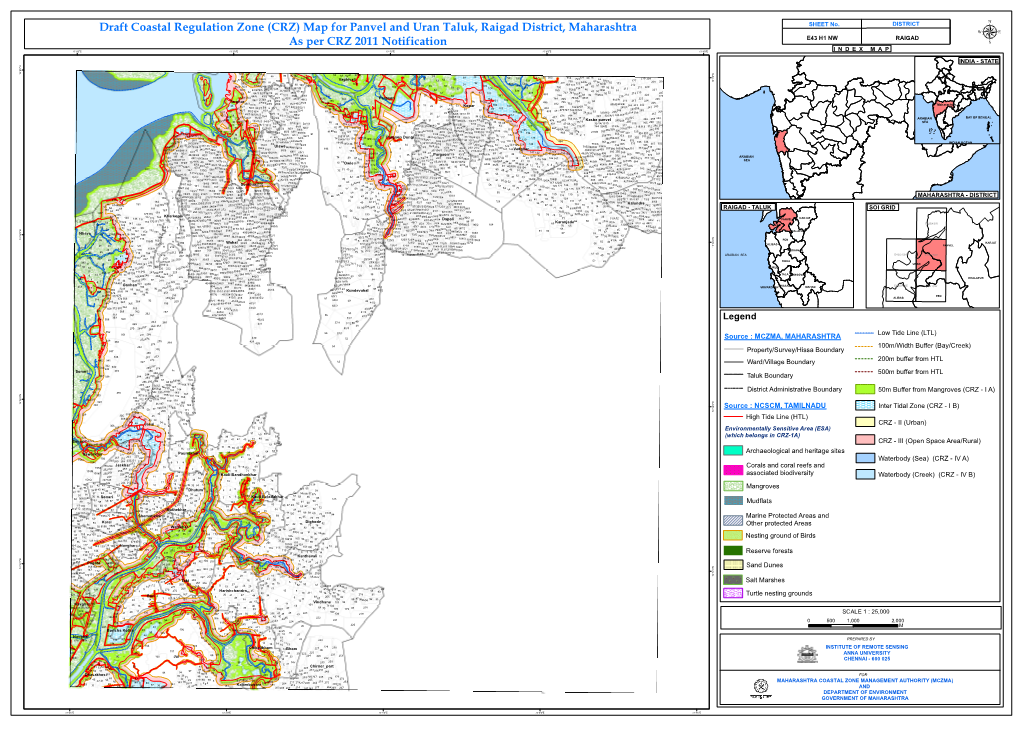(CRZ) Map for Panvel and Uran Taluk, Raigad District, Maharashtra SHEET No
