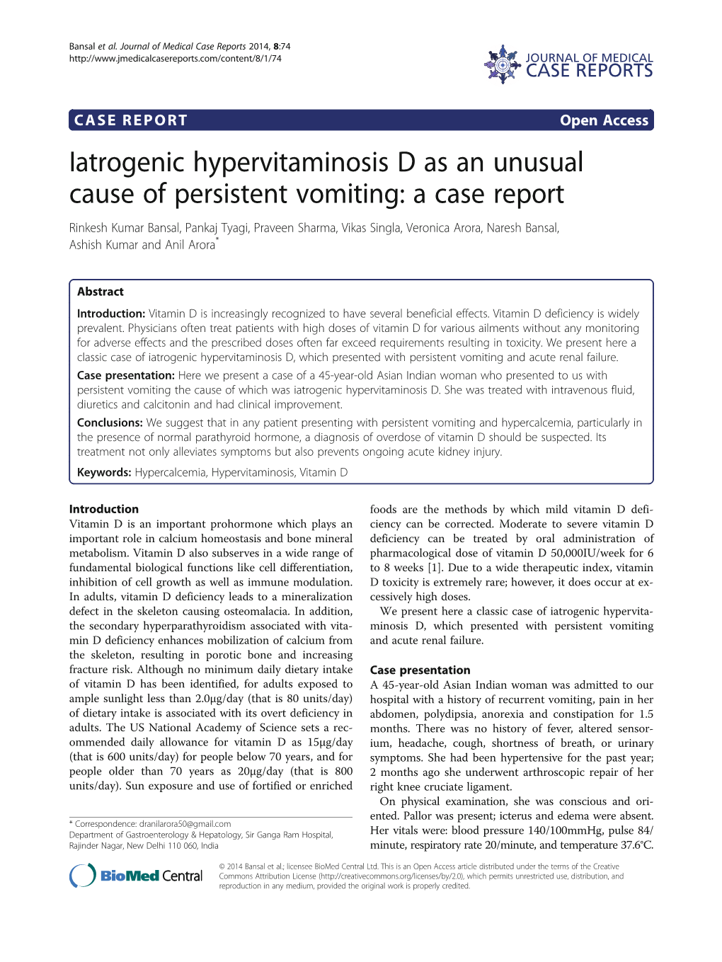 Iatrogenic Hypervitaminosis D As an Unusual Cause of Persistent Vomiting