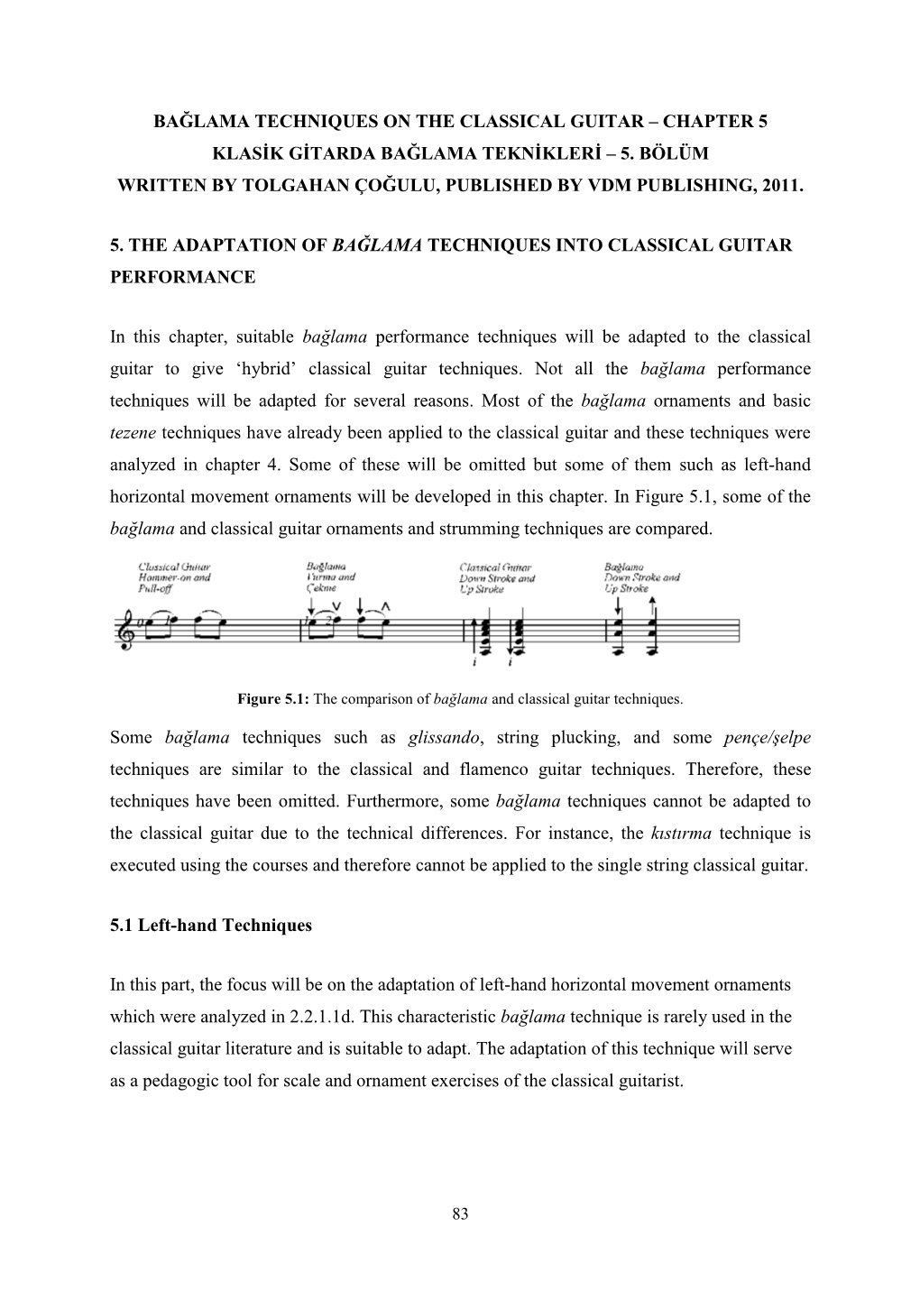 Bağlama Techniques on the Classical Guitar – Chapter 5 Klasik Gitarda Bağlama Teknikleri – 5