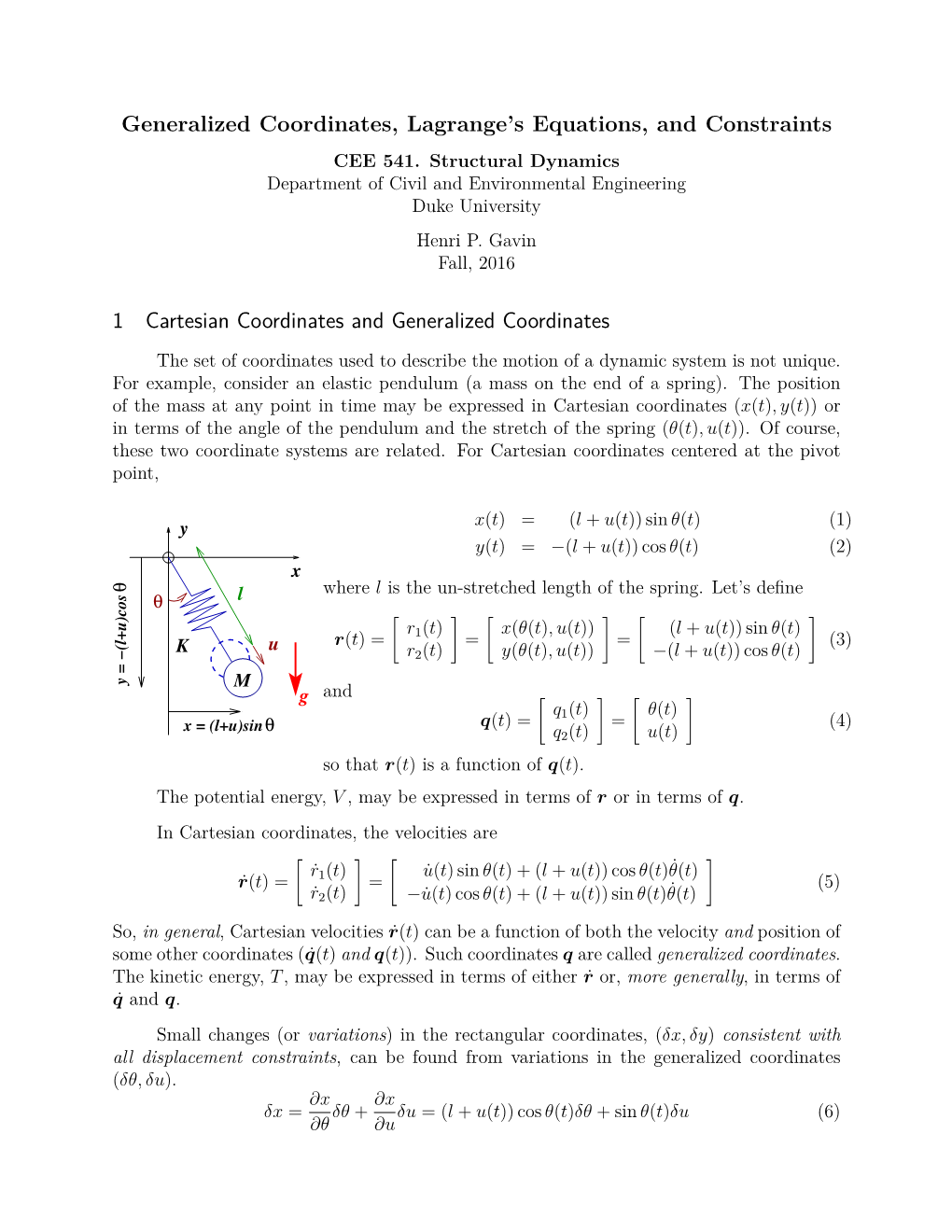 Generalized Coordinates, Lagrange's Equations, And