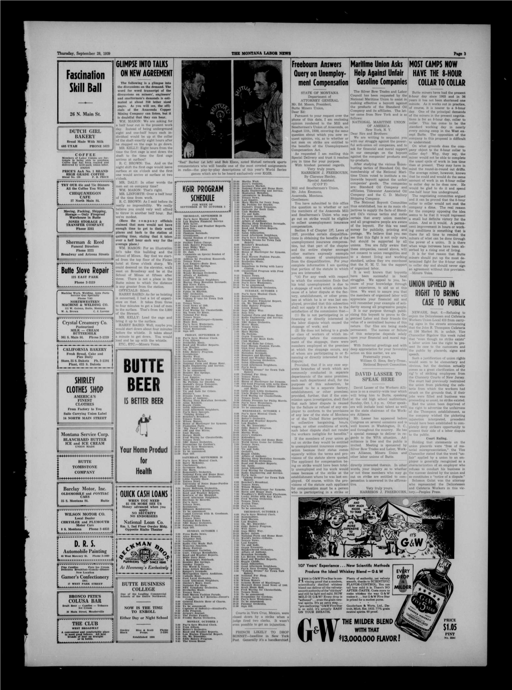 Montana Labor News (Butte, Mont.), 1939-09-28