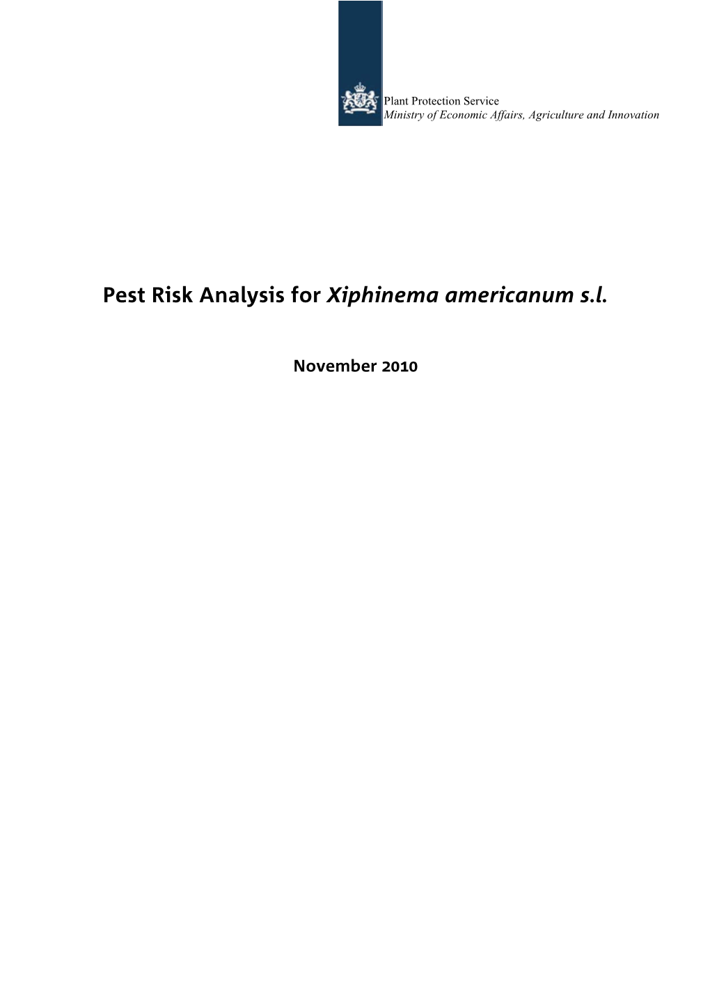 Pest Risk Analysis for Xiphinema Americanum Sl