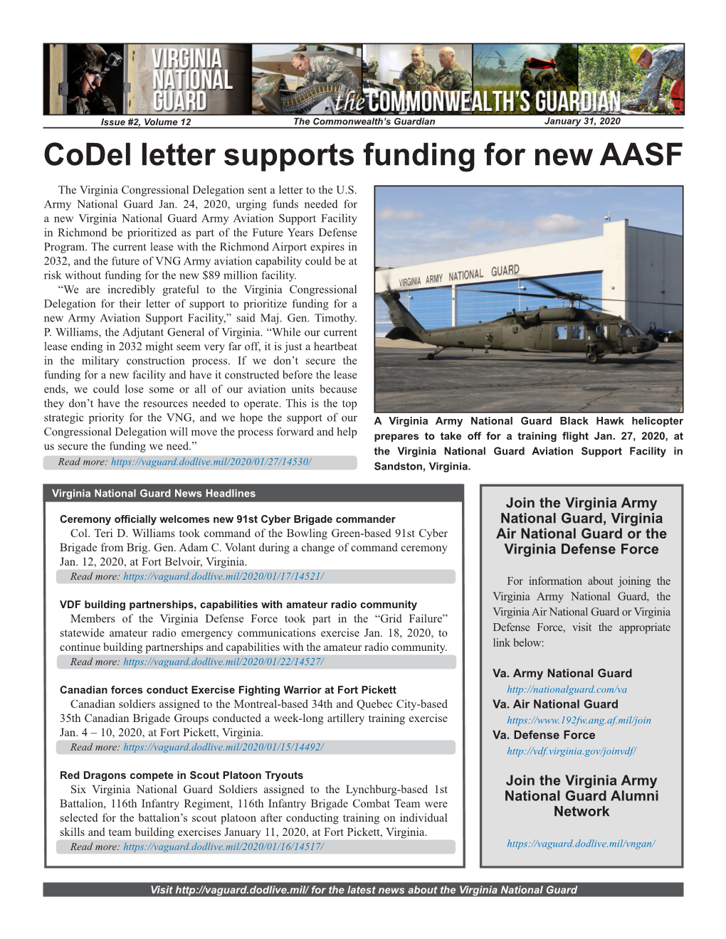 Codel Letter Supports Funding for New AASF the Virginia Congressional Delegation Sent a Letter to the U.S