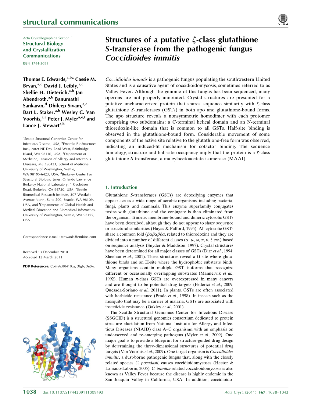 Structures of a Putative Ζ-Class Glutathione S-Transferase from The