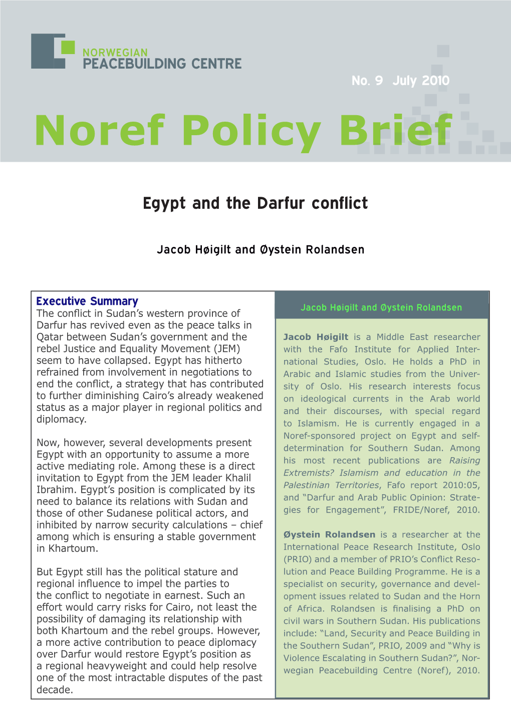 Egypt and the Darfur Conflict