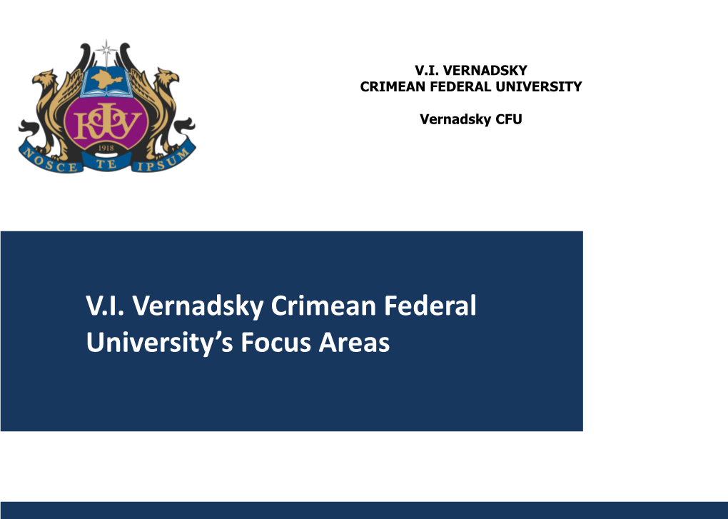 V.I. Vernadsky Crimean Federal University's Focus Areas