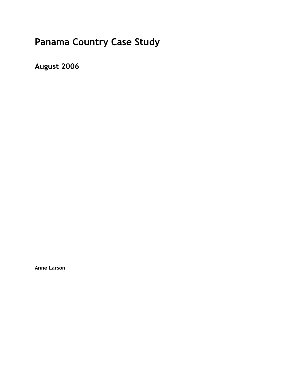 Panama Country Case Study