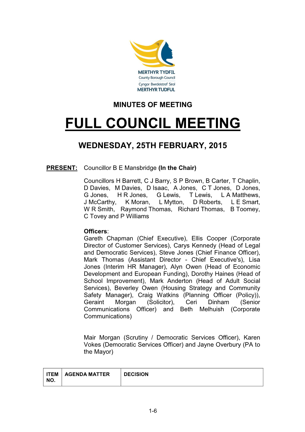 Full Council Meeting