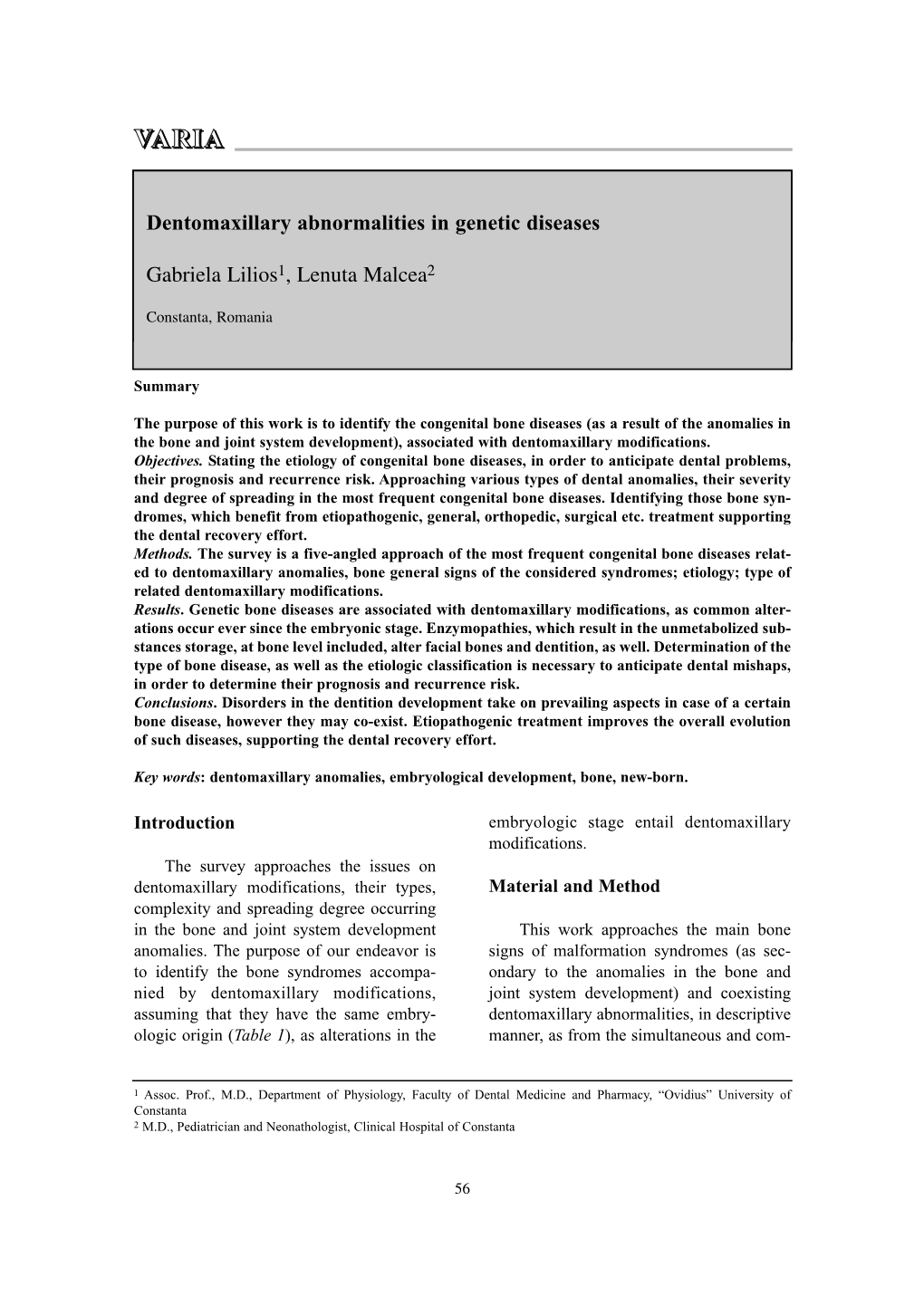 Dentomaxillary Abnormalities in Genetic Diseases