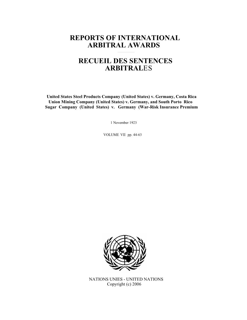 V. Germany, Costa Rica Union Mining Company (United States) V