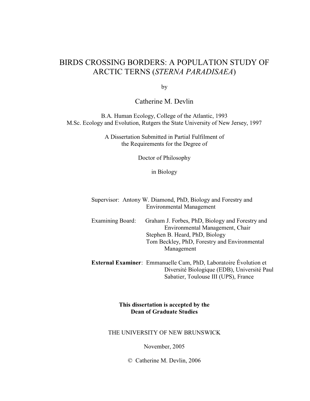 Birds Crossing Borders: a Population Study of Arctic Terns