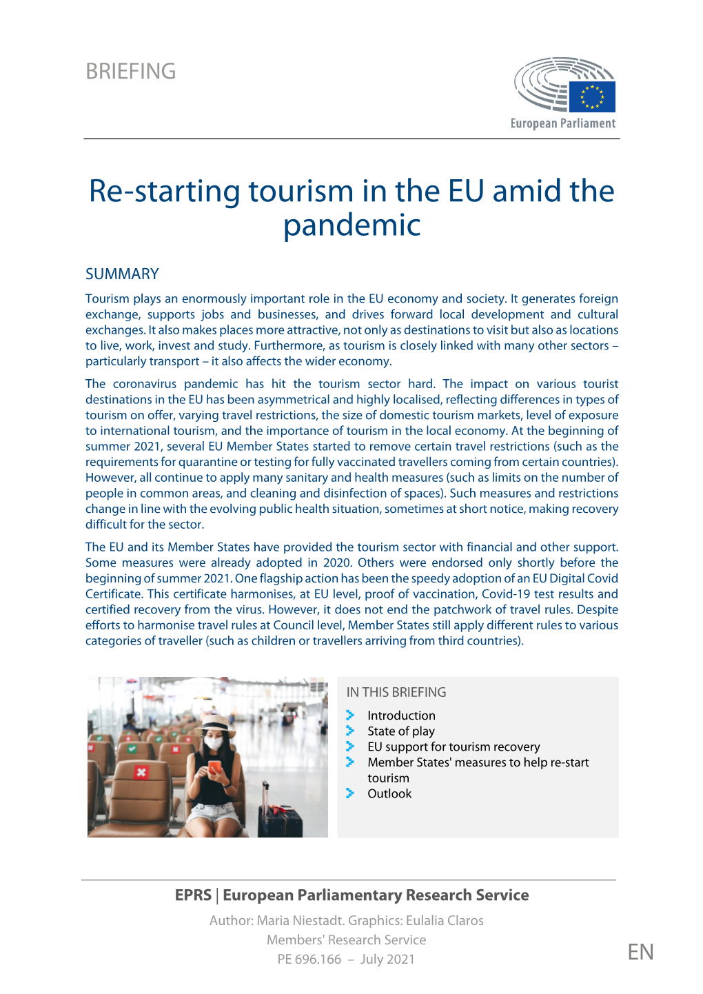 Re-Starting Tourism in the EU Amid the Pandemic