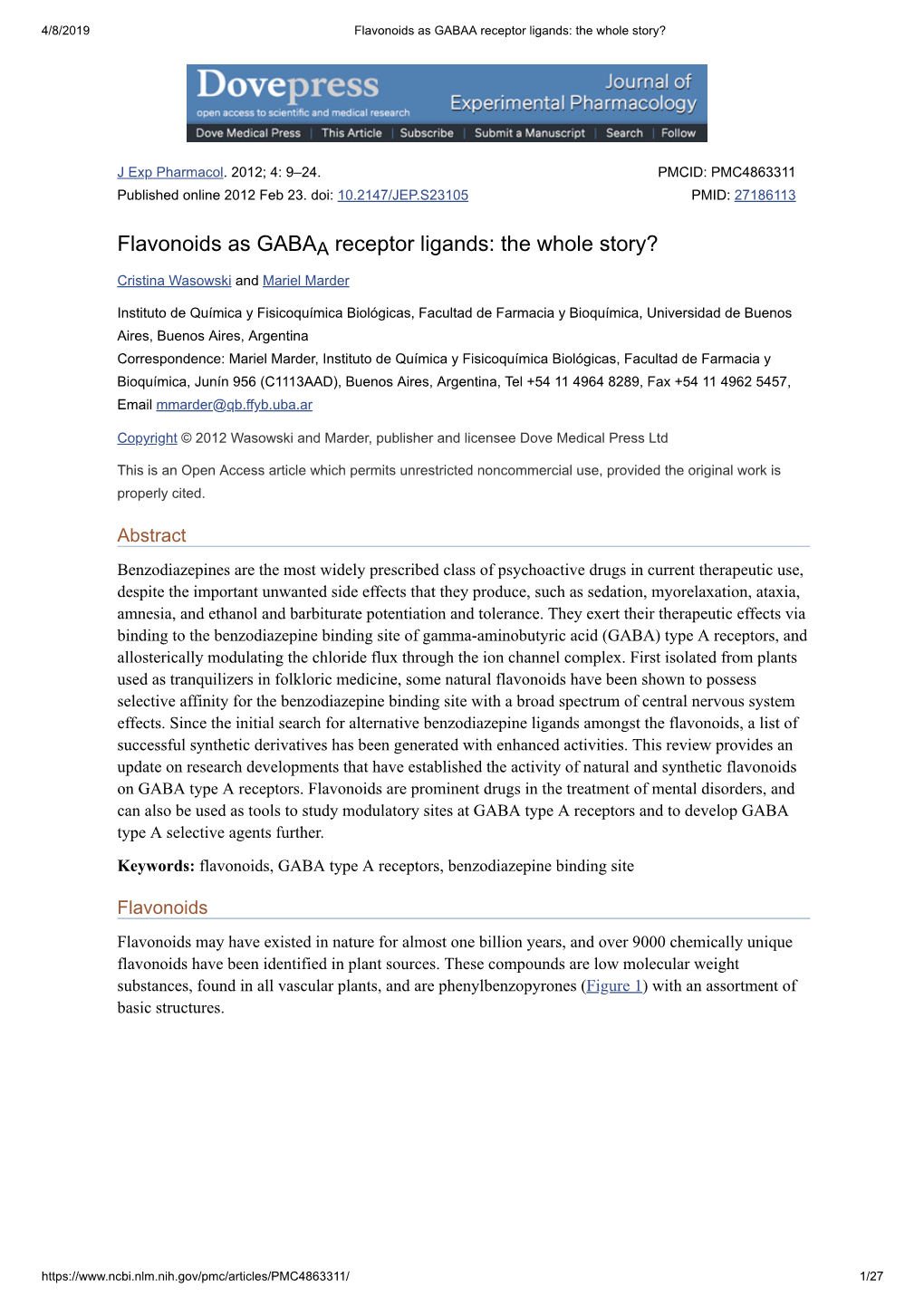 Flavonoids As GABA Receptor Ligands