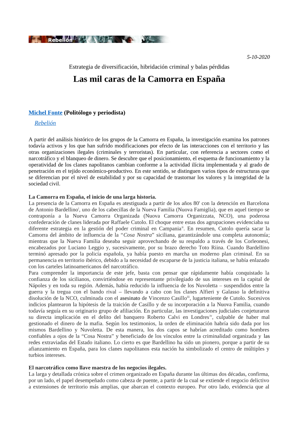 Las Mil Caras De La Camorra En España