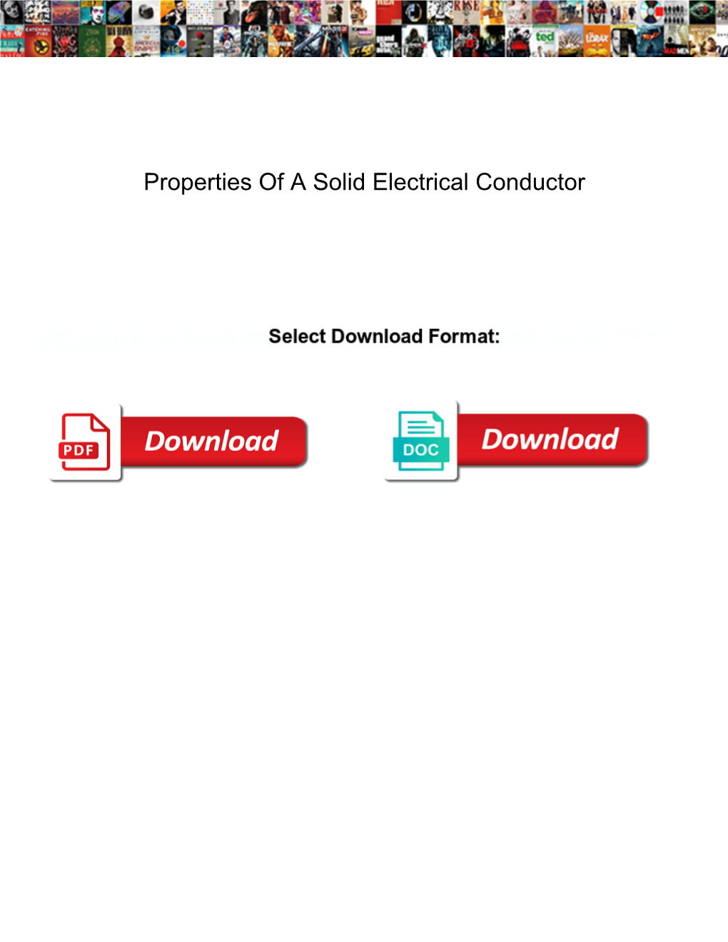 Properties of a Solid Electrical Conductor