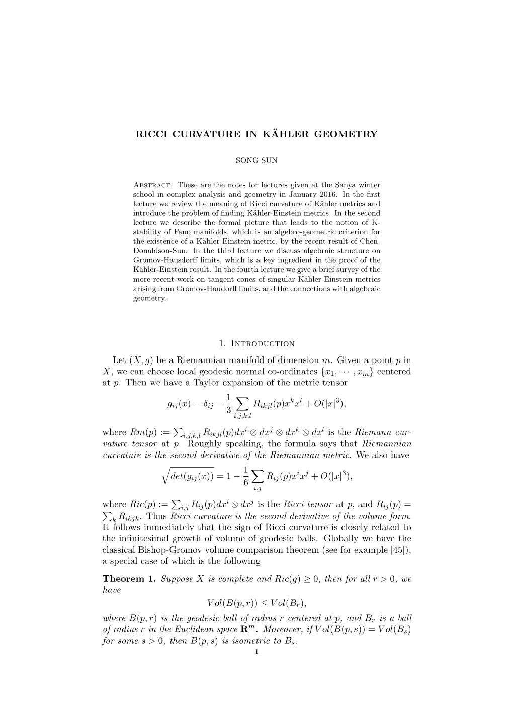 Ricci Curvature in Kahler Geometry