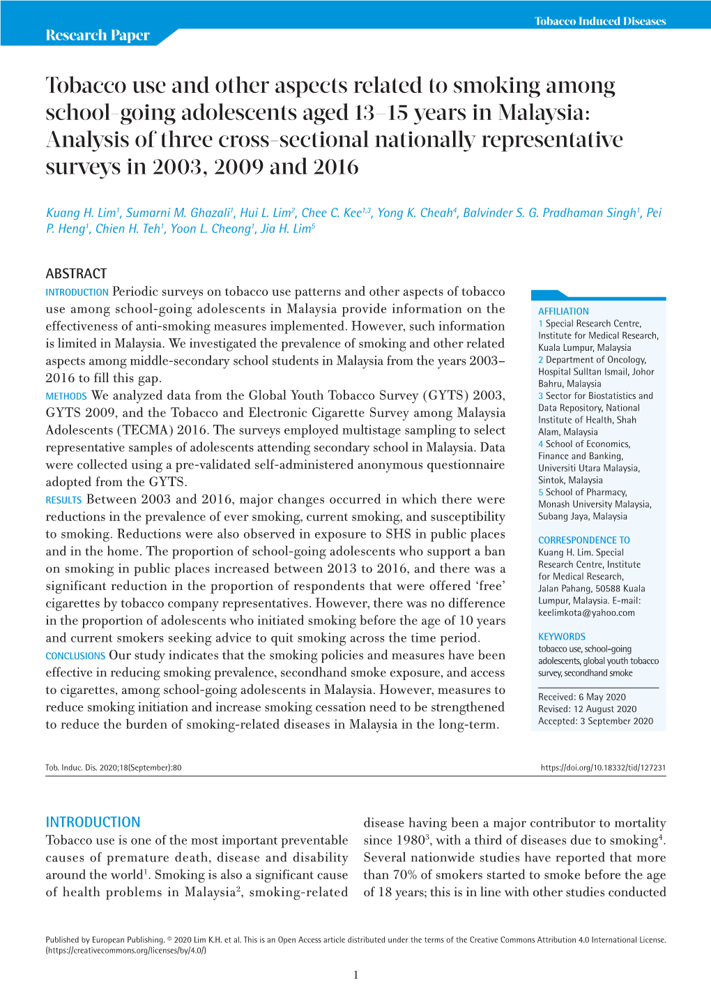 Tobacco Use and Other Aspects Related to Smoking Among School