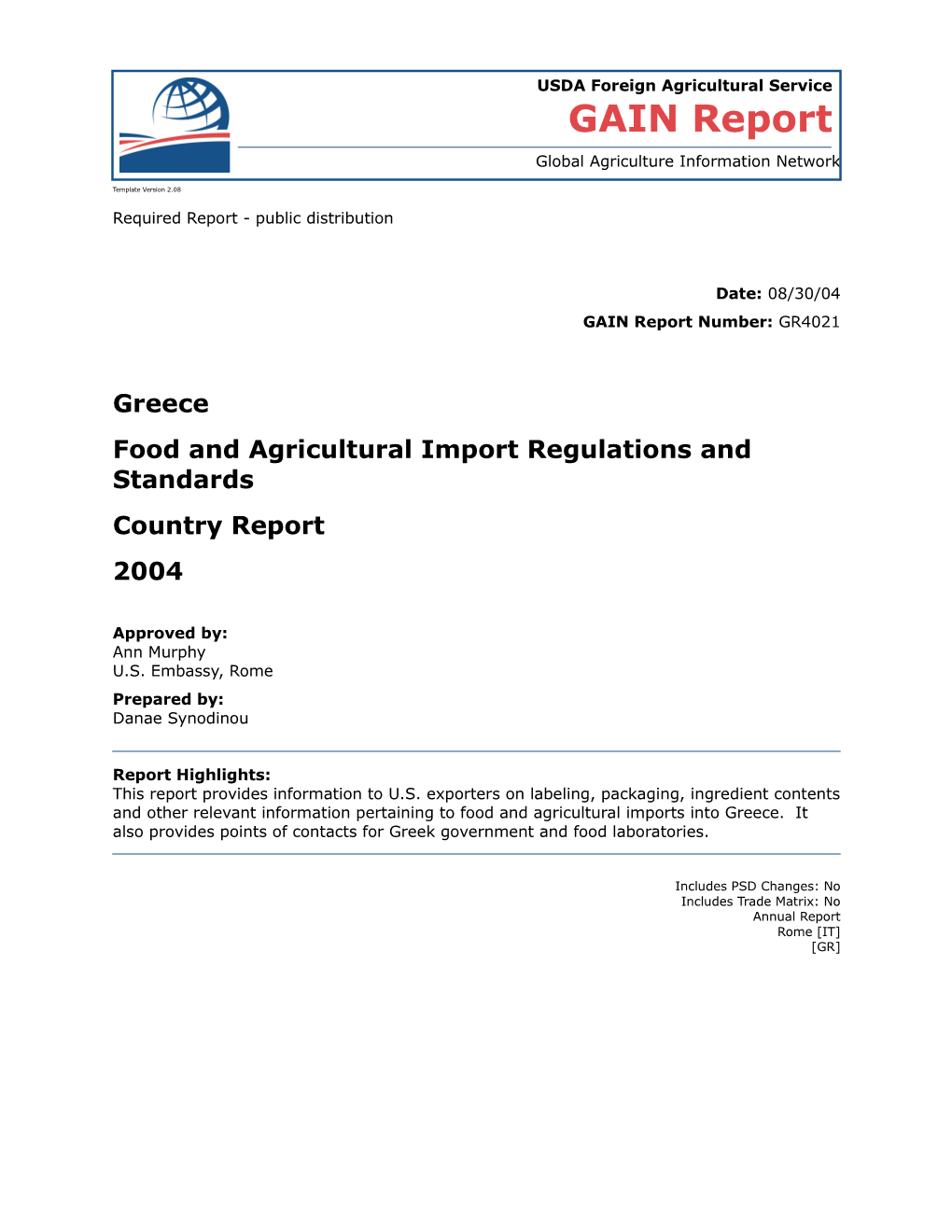 Food and Agricultural Import Regulations and Standards s11