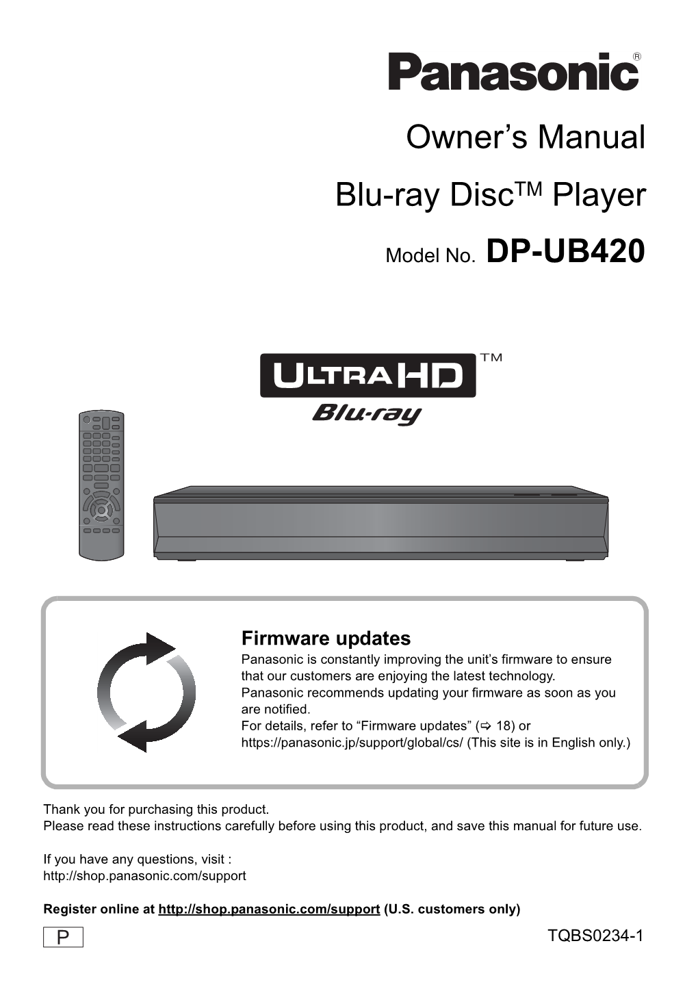 Owner's Manual Blu-Ray Disctm Player