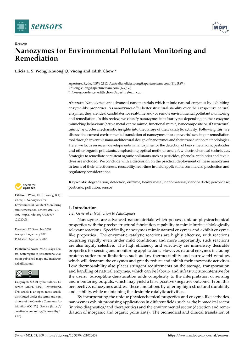 Nanozymes for Environmental Pollutant Monitoring and Remediation