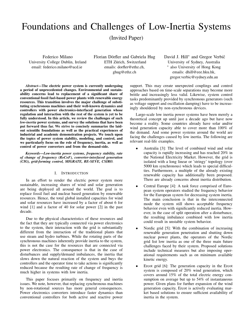 Foundations and Challenges of Low-Inertia Systems (Invited Paper)