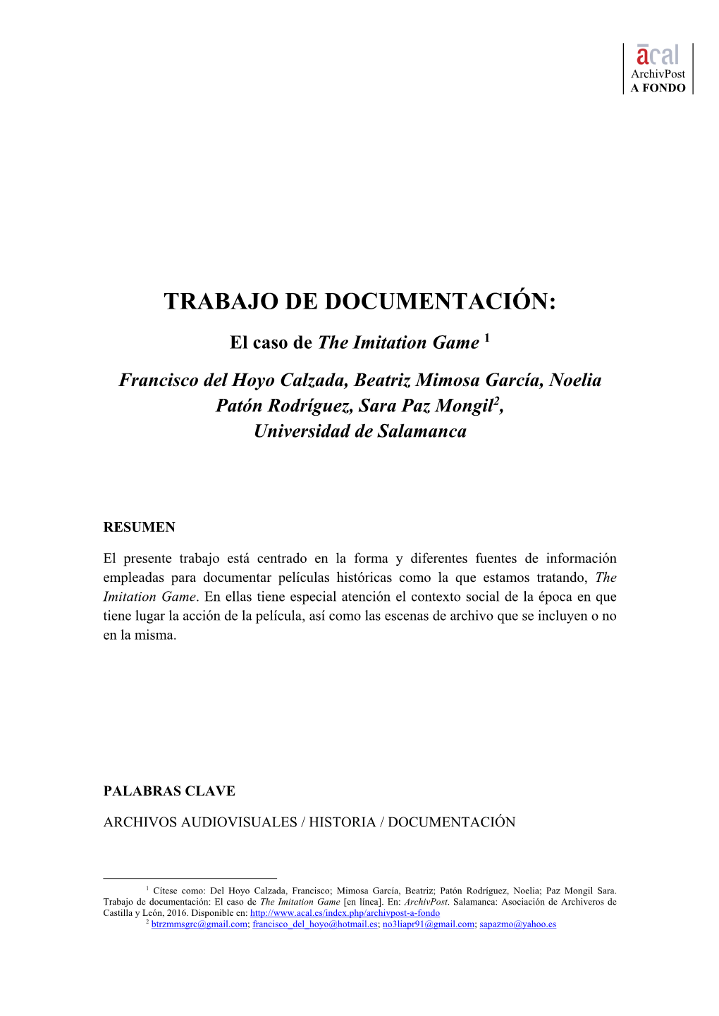 Trabajo De Documentación