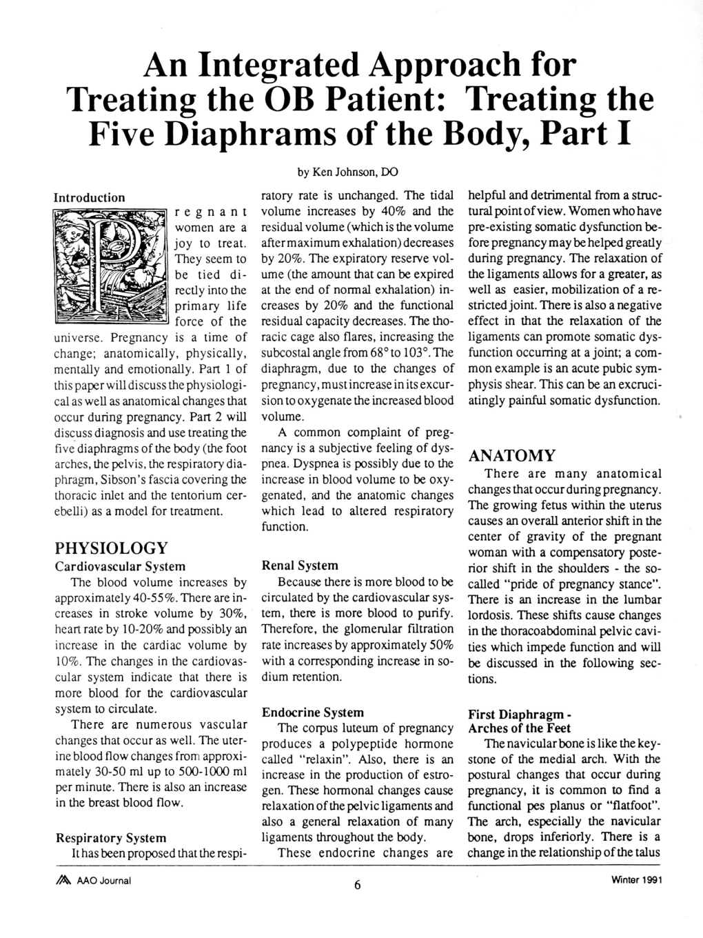 Treating the Five Diaphrams of the Body, Part I
