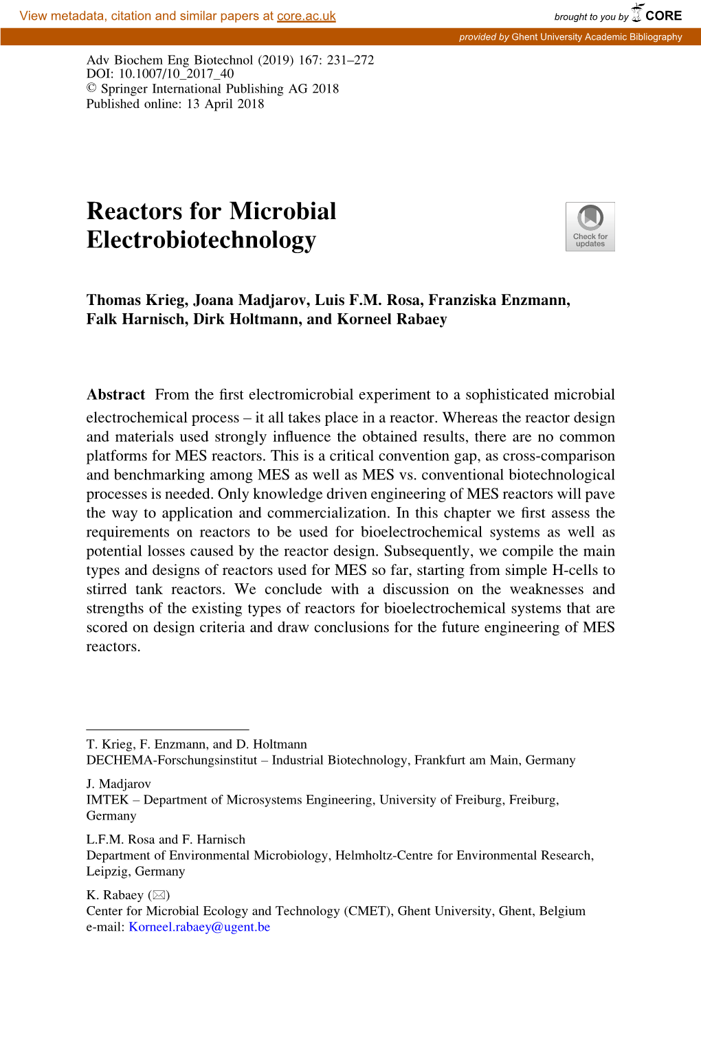 Reactors for Microbial Electrobiotechnology