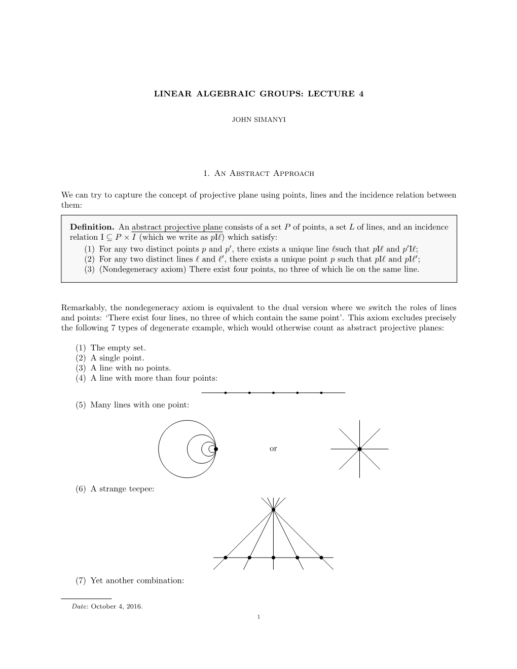 Linear Algebraic Groups: Lecture 4