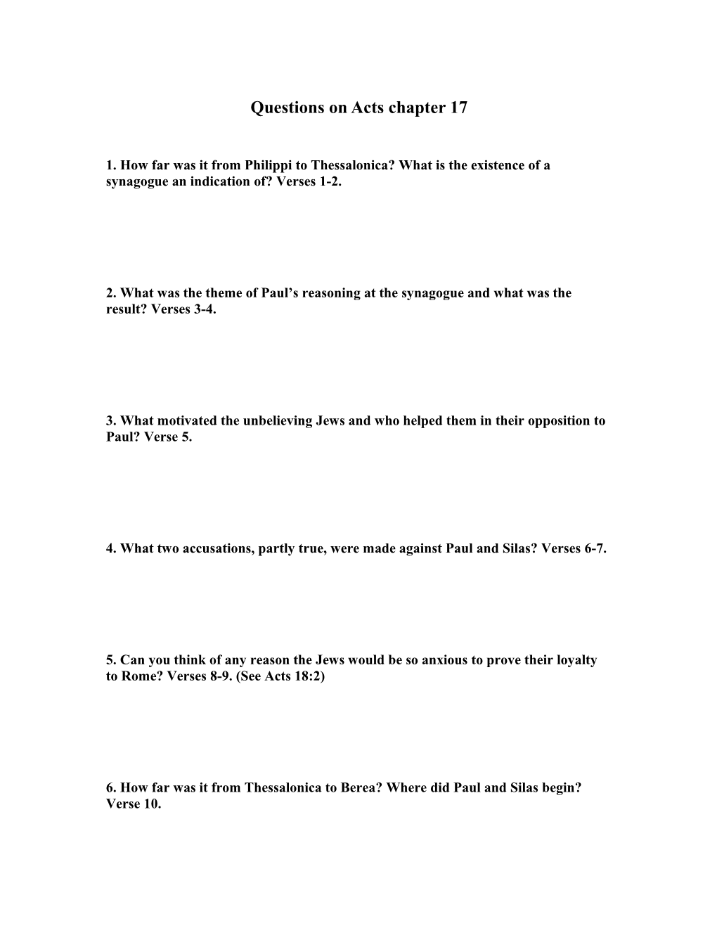 Questions on Acts 17