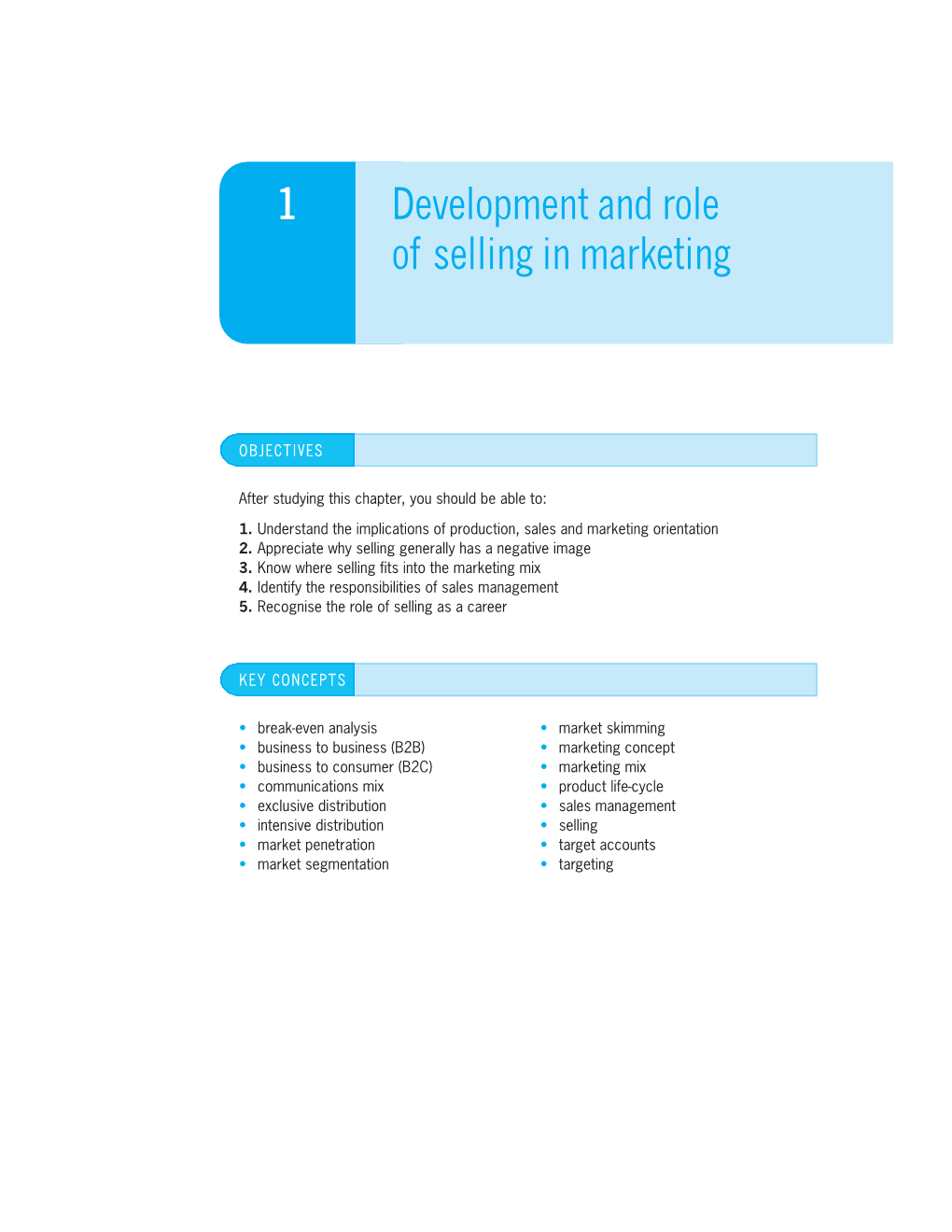 1 Development and Role of Selling in Marketing