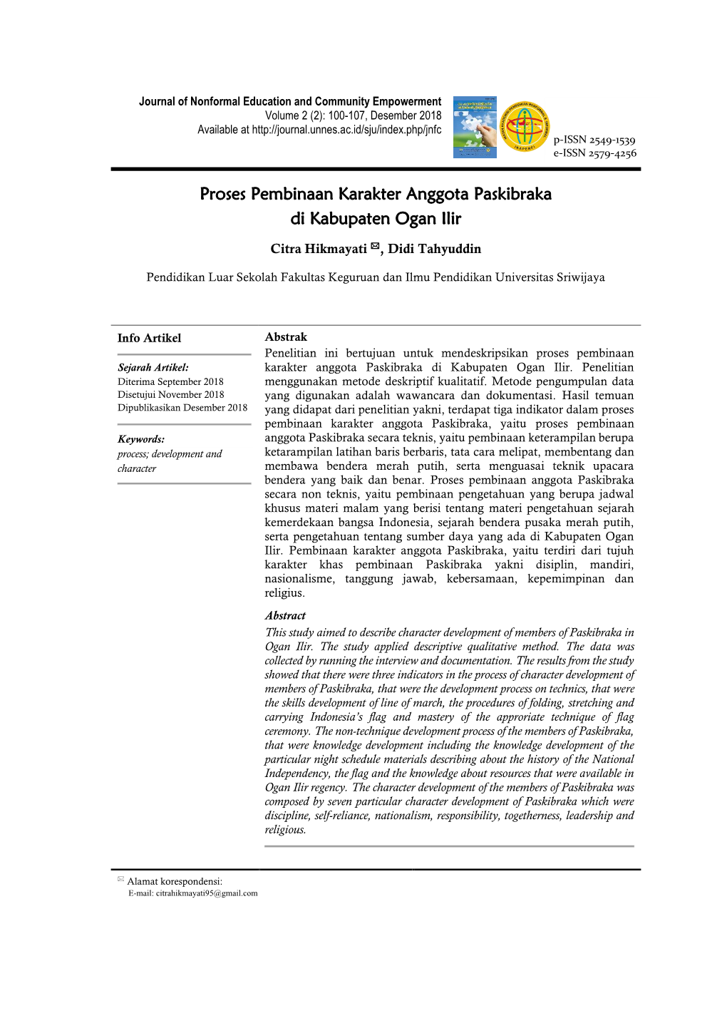 Proses Pembinaan Karakter Anggota Paskibraka Di Kabupaten Ogan Ilir